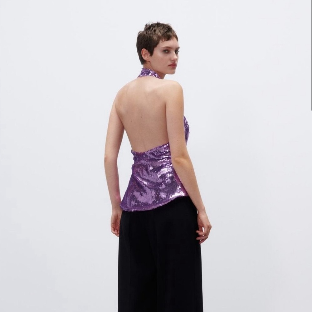 SOLD NWT Zara size S backless sequin halter top
